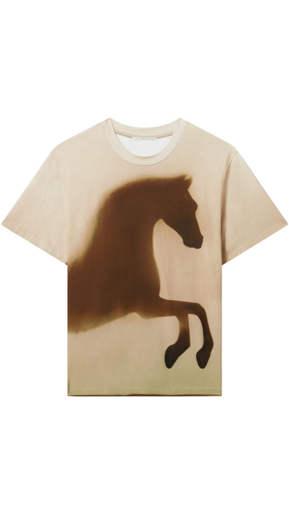 Horse Grarphic Cotton Shirt in Brown