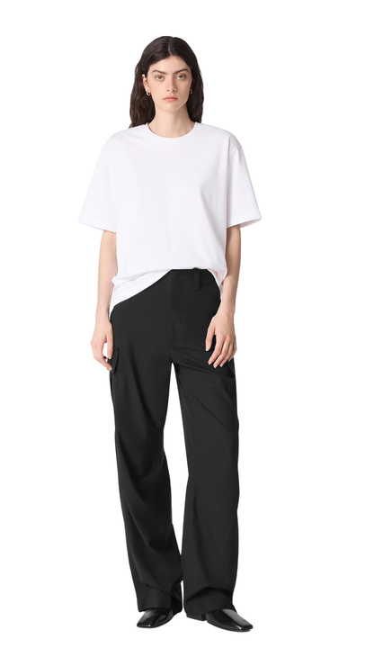 Fine Wool Cargo Pants in Black
