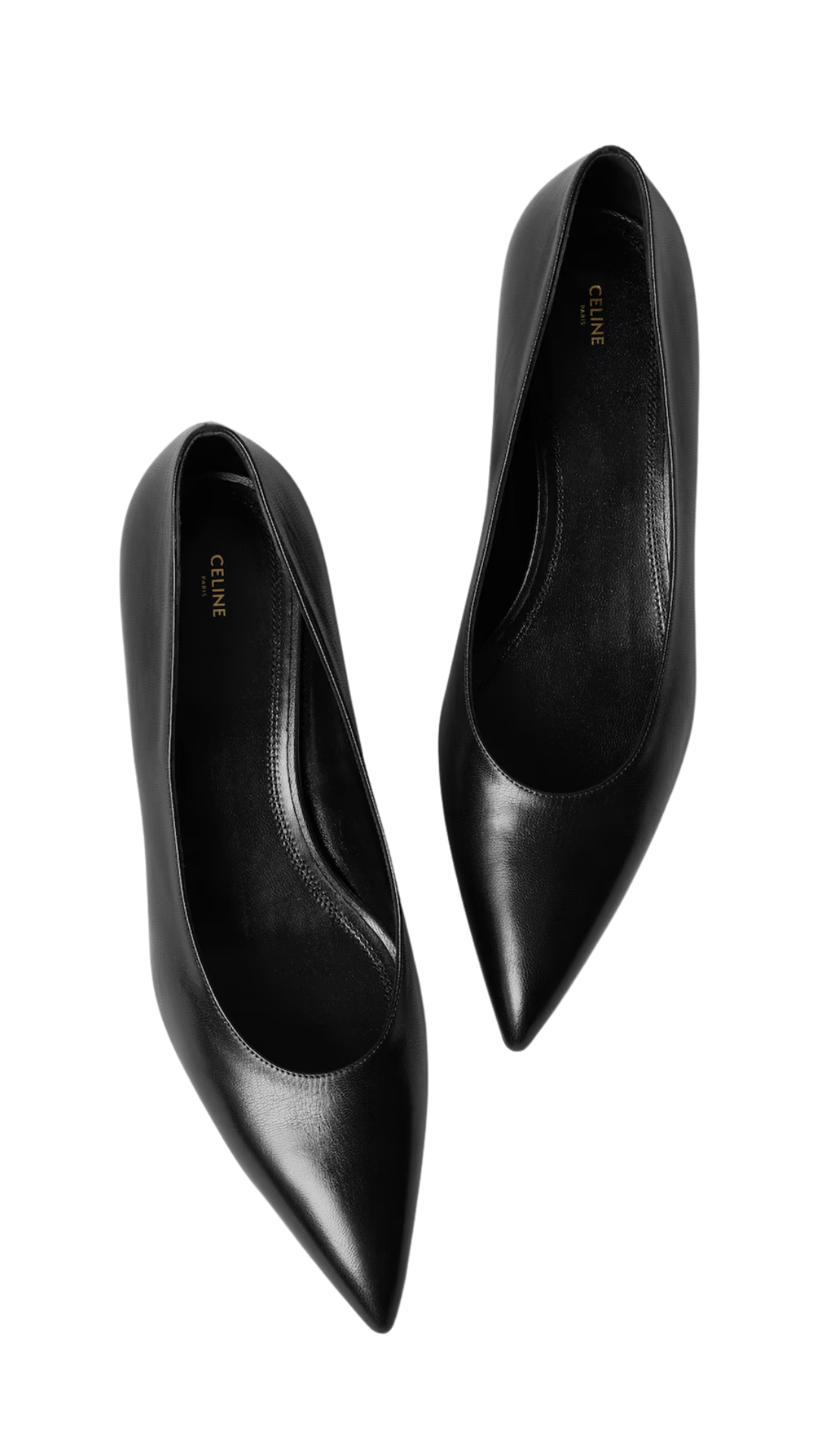Kitten Pump in Black Leather