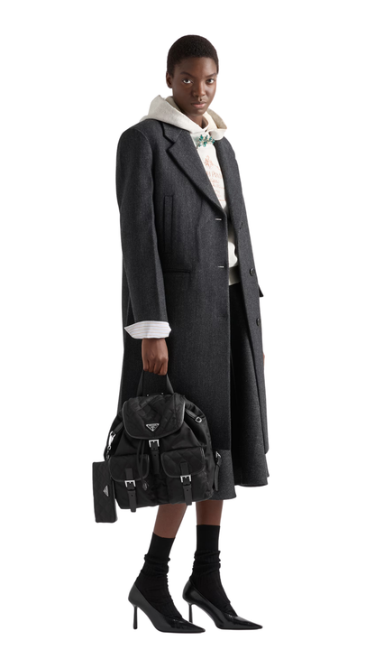 Medium Quilted Re-Nylon Backpack with Saffiano Leather Trim