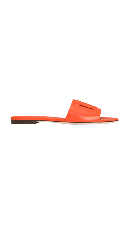 Calfskin Sliders with DG Logo in Orange