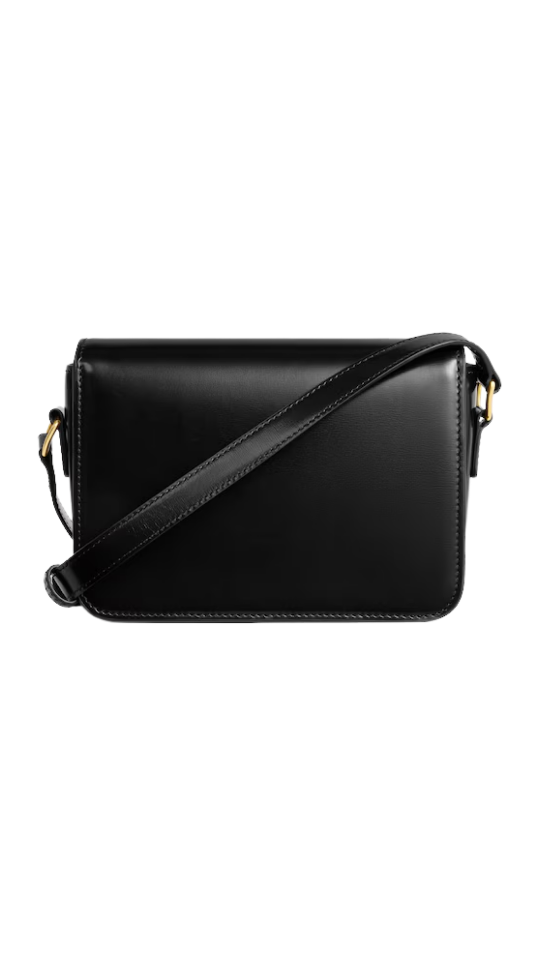 Teen Triomphe Bag in Shiny Calfskin with Enamel Closure in Black/Ultra Blue