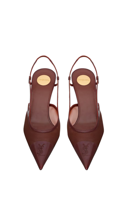 Renée Slingback Pumps in Vintage Bordeaux Mesh