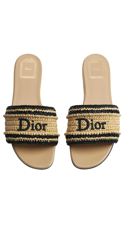 Dioriviera Dior Woven Slide Trench Crocheted Raffia-Effect Technical Fabric