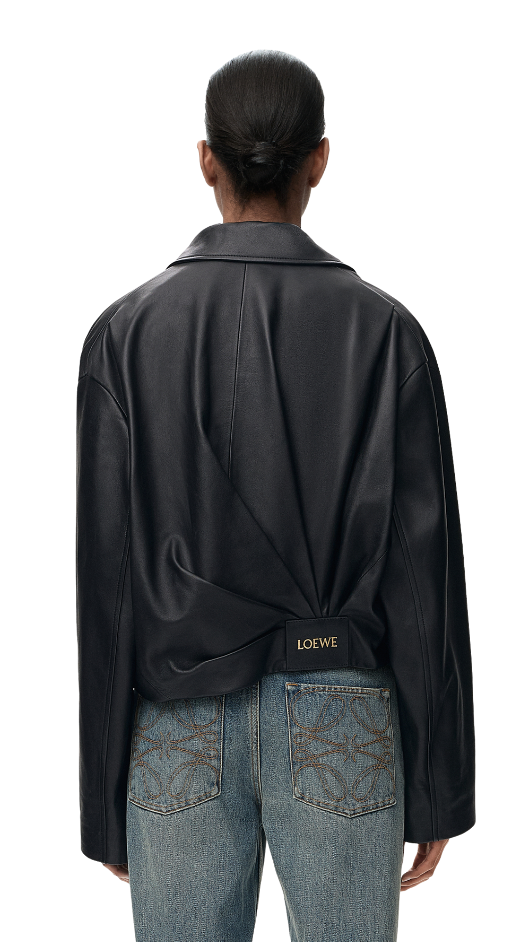 Draped Jacket in Black Nappa Lambskin