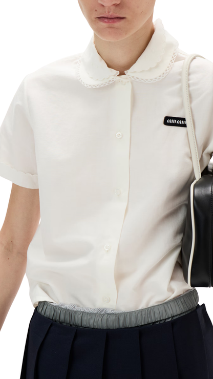 Slubbed Poplin Shirt in White