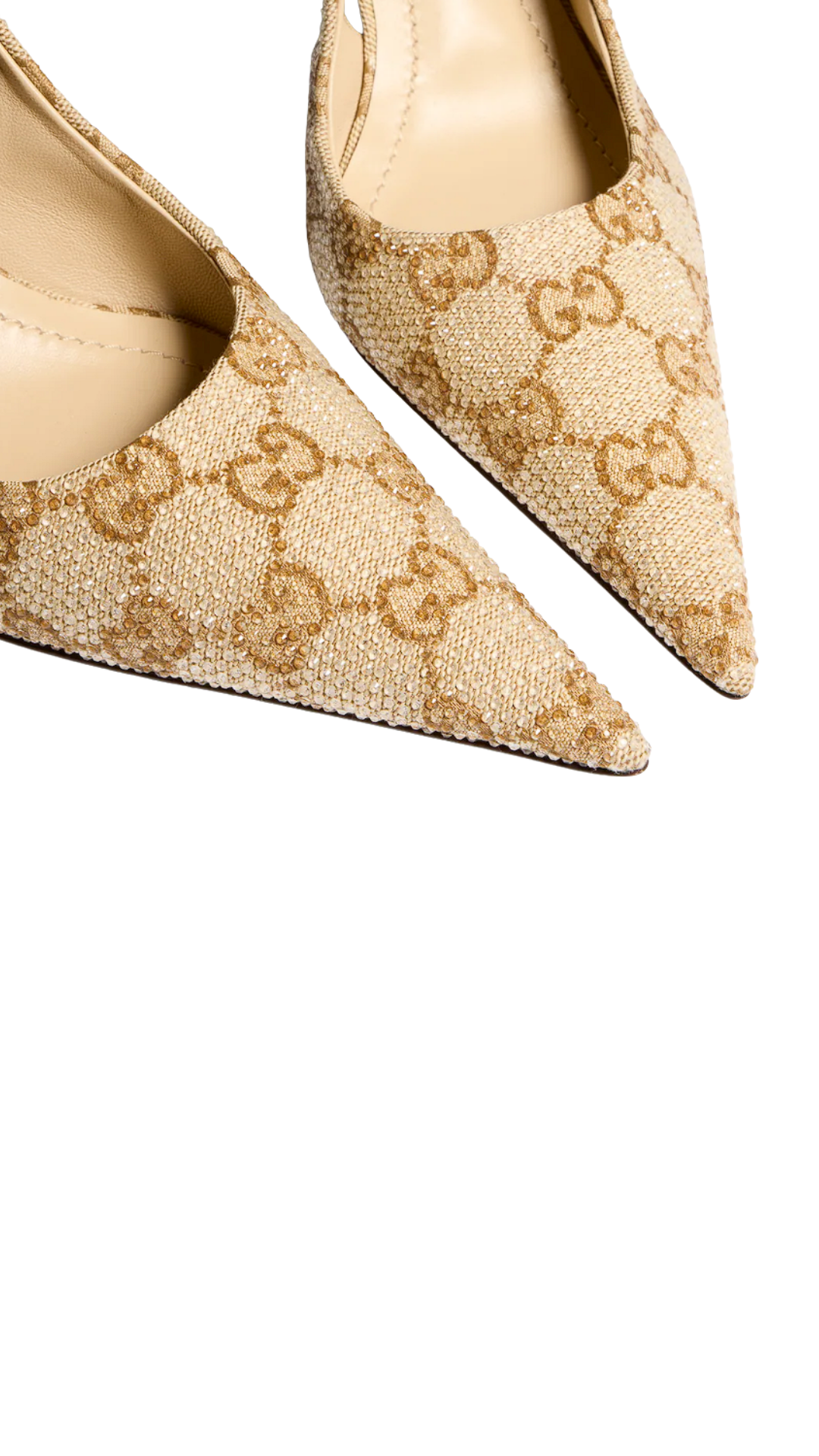 Donna Crystal Slingback Pump in Gold-Toned Hardware