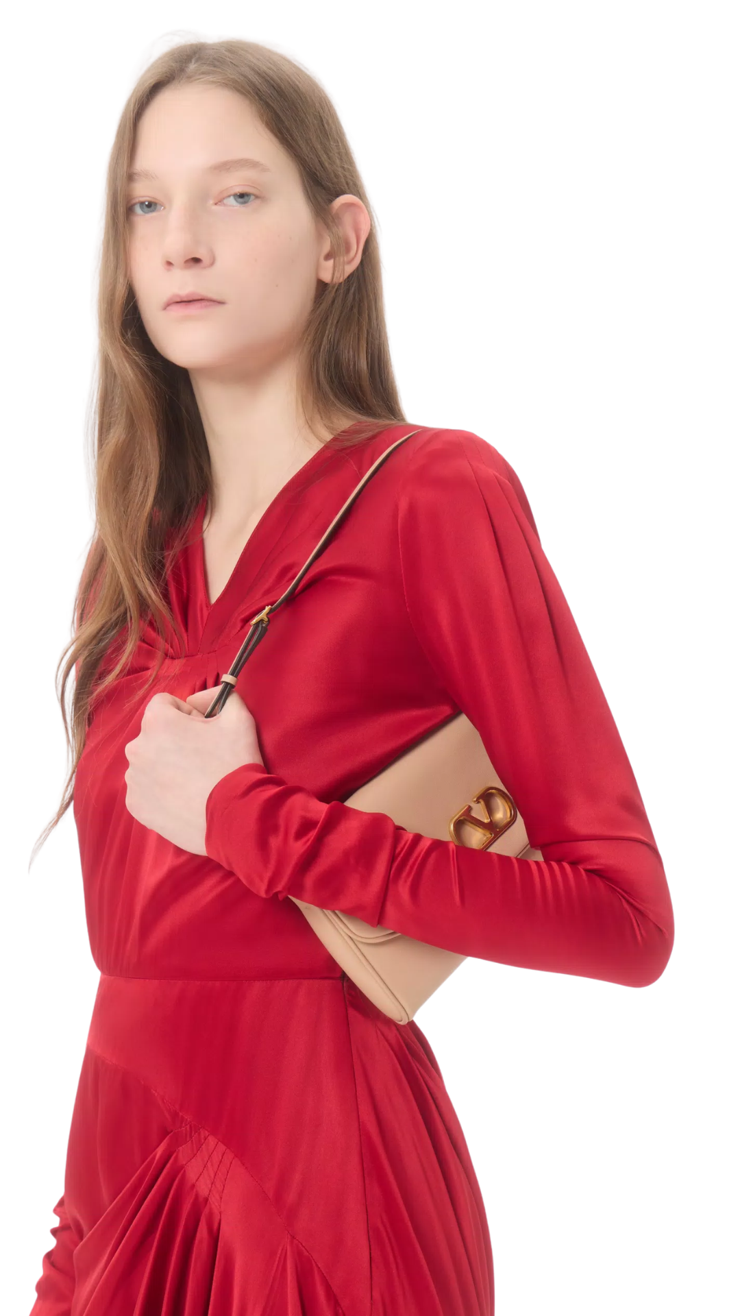 Devain Small Nappa Shoulder Bag in Rose Sand