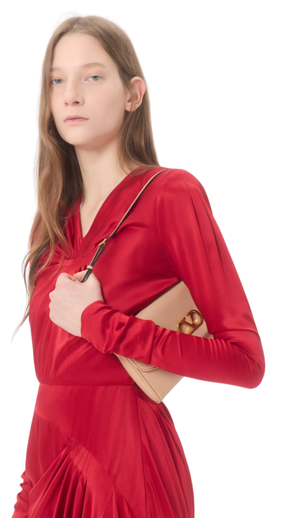 Devain Small Nappa Shoulder Bag in Rose Sand
