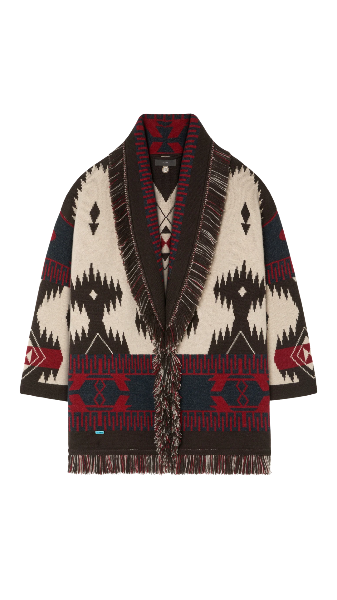 Icon Jacquard Cardigan in Canvas/Coffee