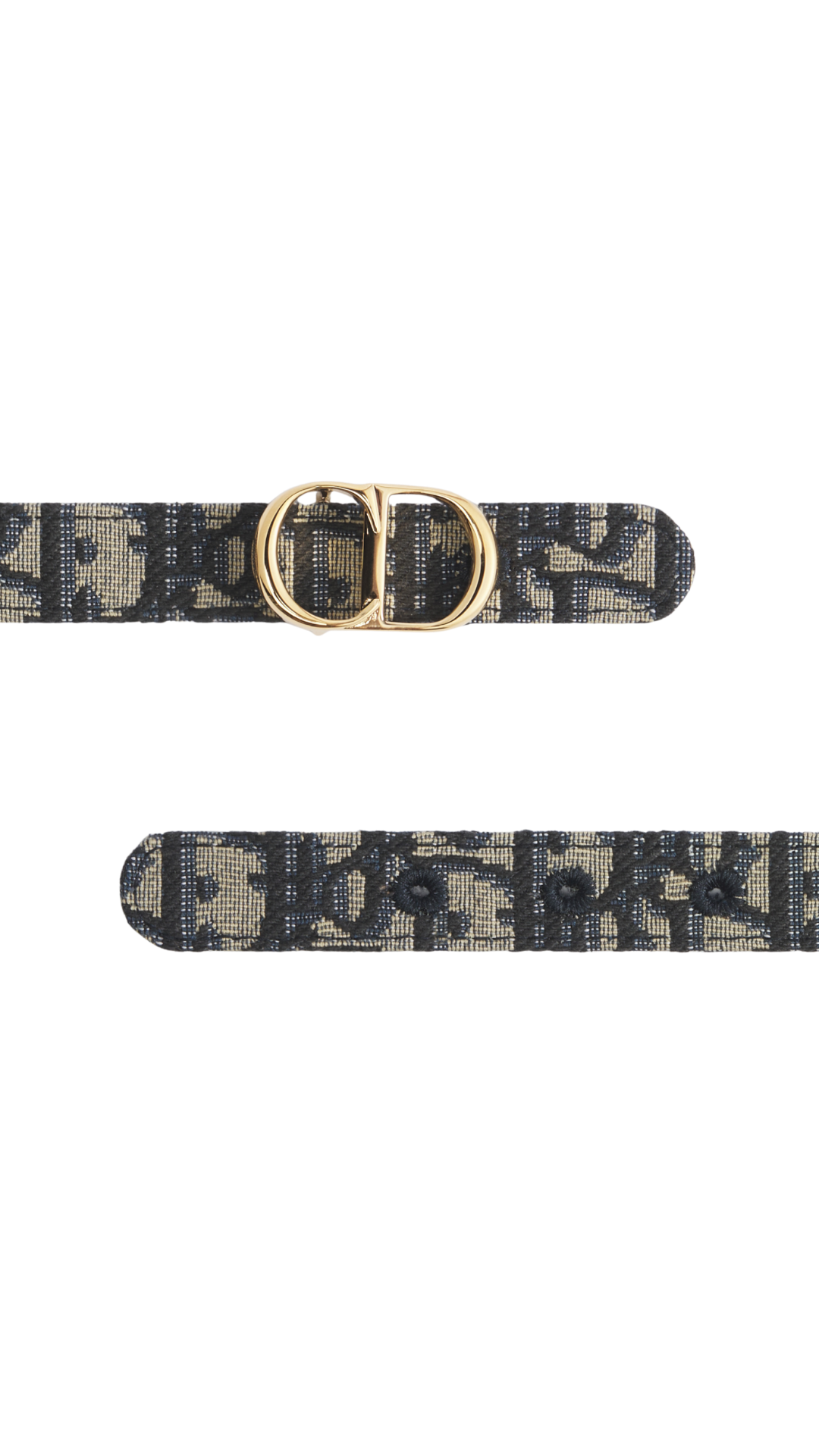 Reversible CD Icon Belt Navy Blue Dior Oblique Jacquard and Smooth Calfskin