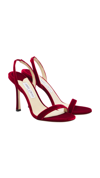 Jenn 100 in Red Suede Sandals
