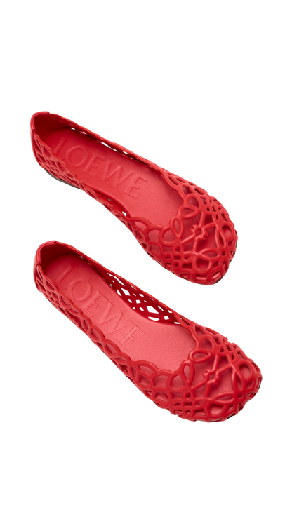Petal Anagram Ballerina in Red Lambskin