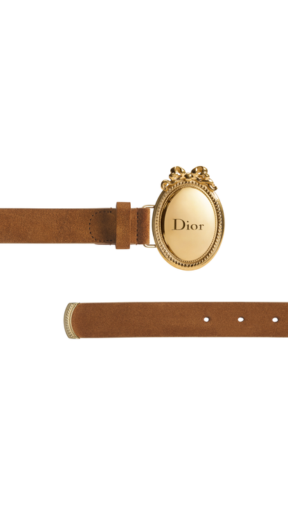 Dior Médaillon Belt in Marron Bobby Suede Calfskin, 25 MM