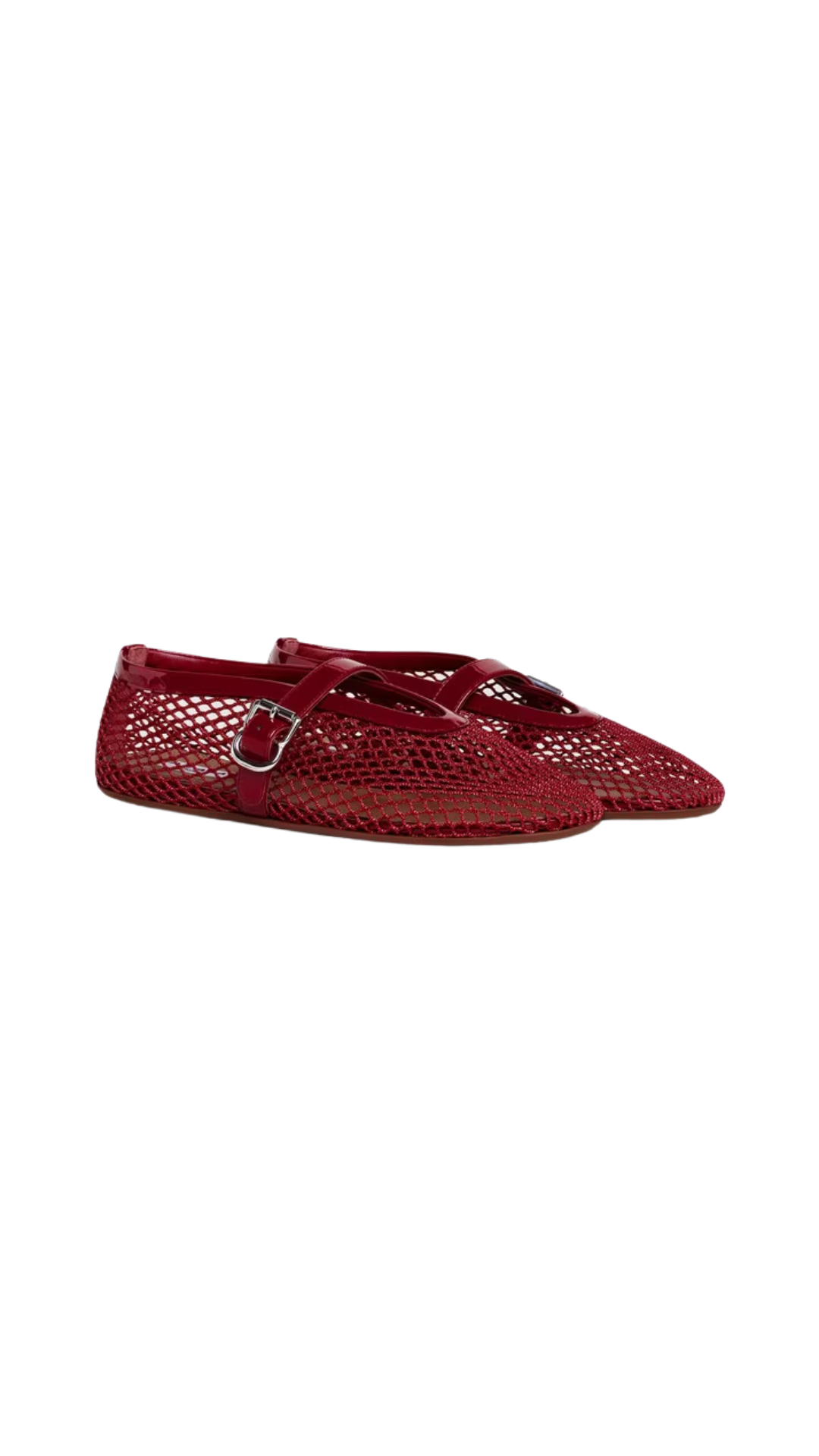 Ballet Flats in Carmine Fishnet