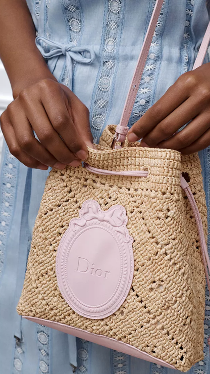 Dioriviera Dior Blooming Mini Bucket Bag Openwork Raffia and Rose Tendre