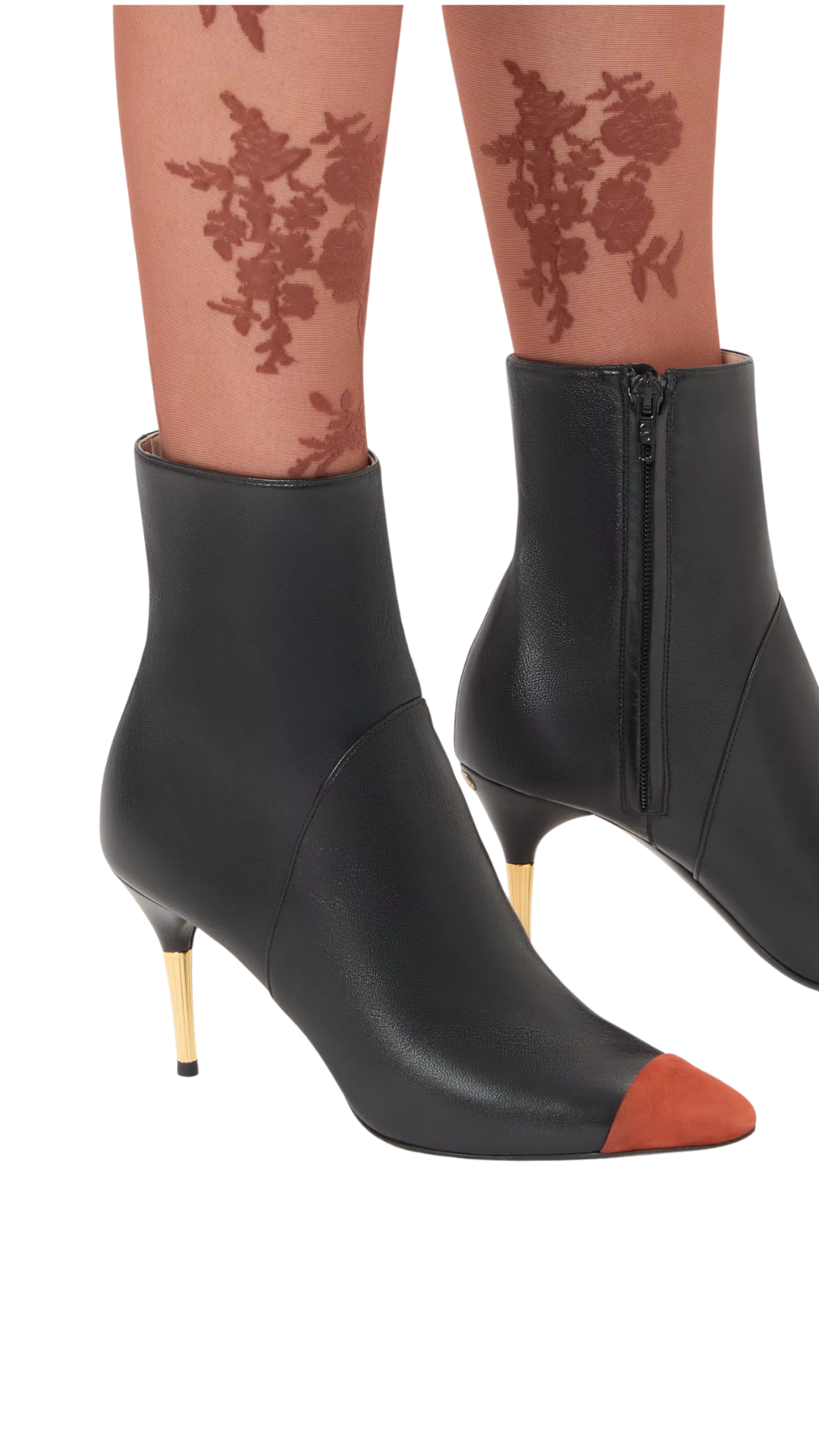 Sinead Ankle Boot in Black/Rust Nappa and Suede 85mm