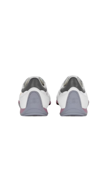 Racer Sneacker in Nylon, Suede Calfskin in Optic White/Light Purple/Grey