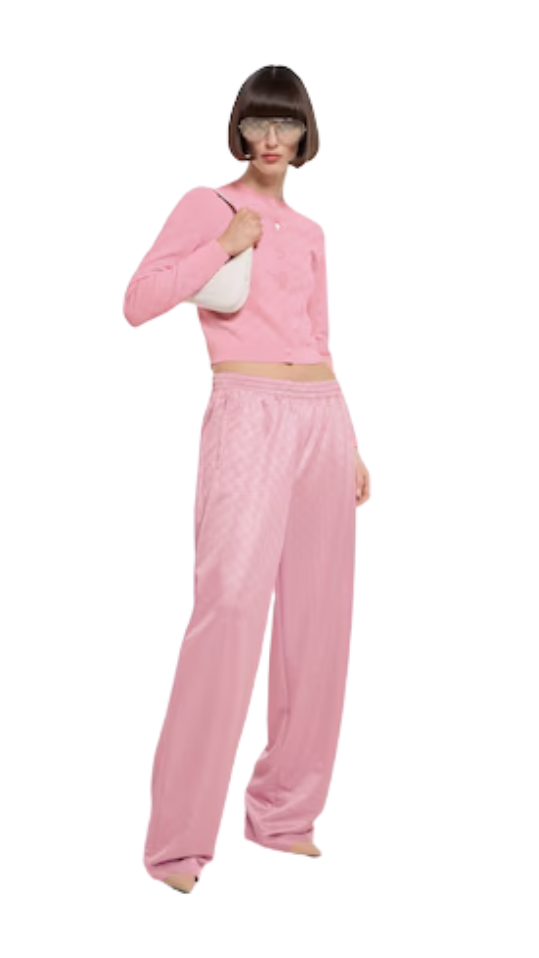 GG Fine Fabric Jacquard Cardigan in Light Pink