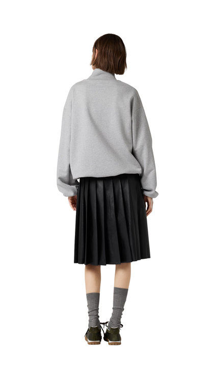 Cotton Fleece Zipper Sweatshirt in Grey