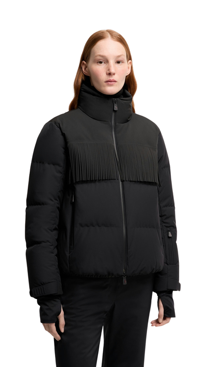 Bessin Fringed Insulated Ski Jacket in Black