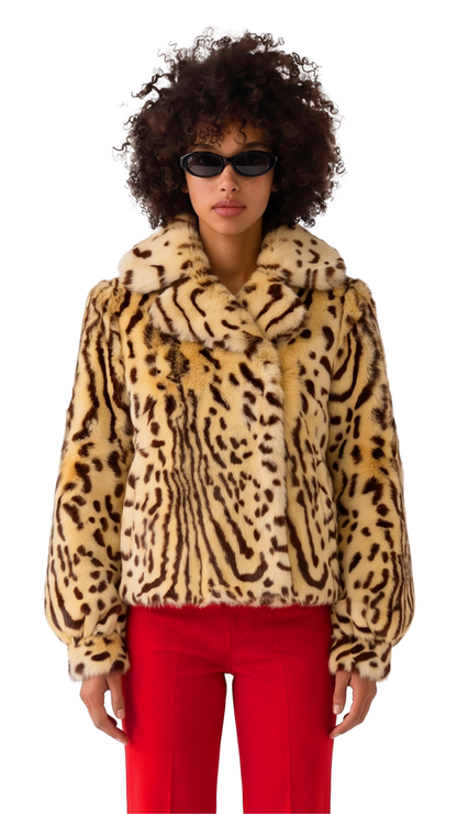 Cheetah Jacket in Ebene / Dune / Ivory Shearling