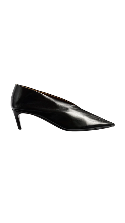 Miriam Low Pump in Black Glazed Leather