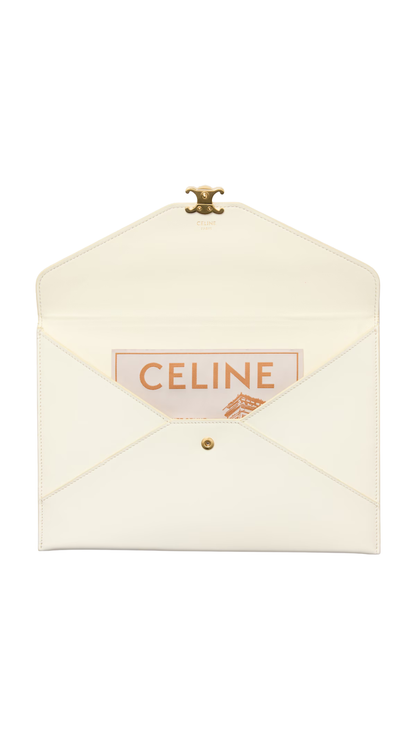 Envelope in White Shiny Calfskin