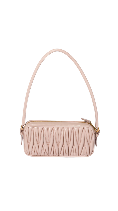 Matelassé Nappa Leather Pouch in Powder Pink