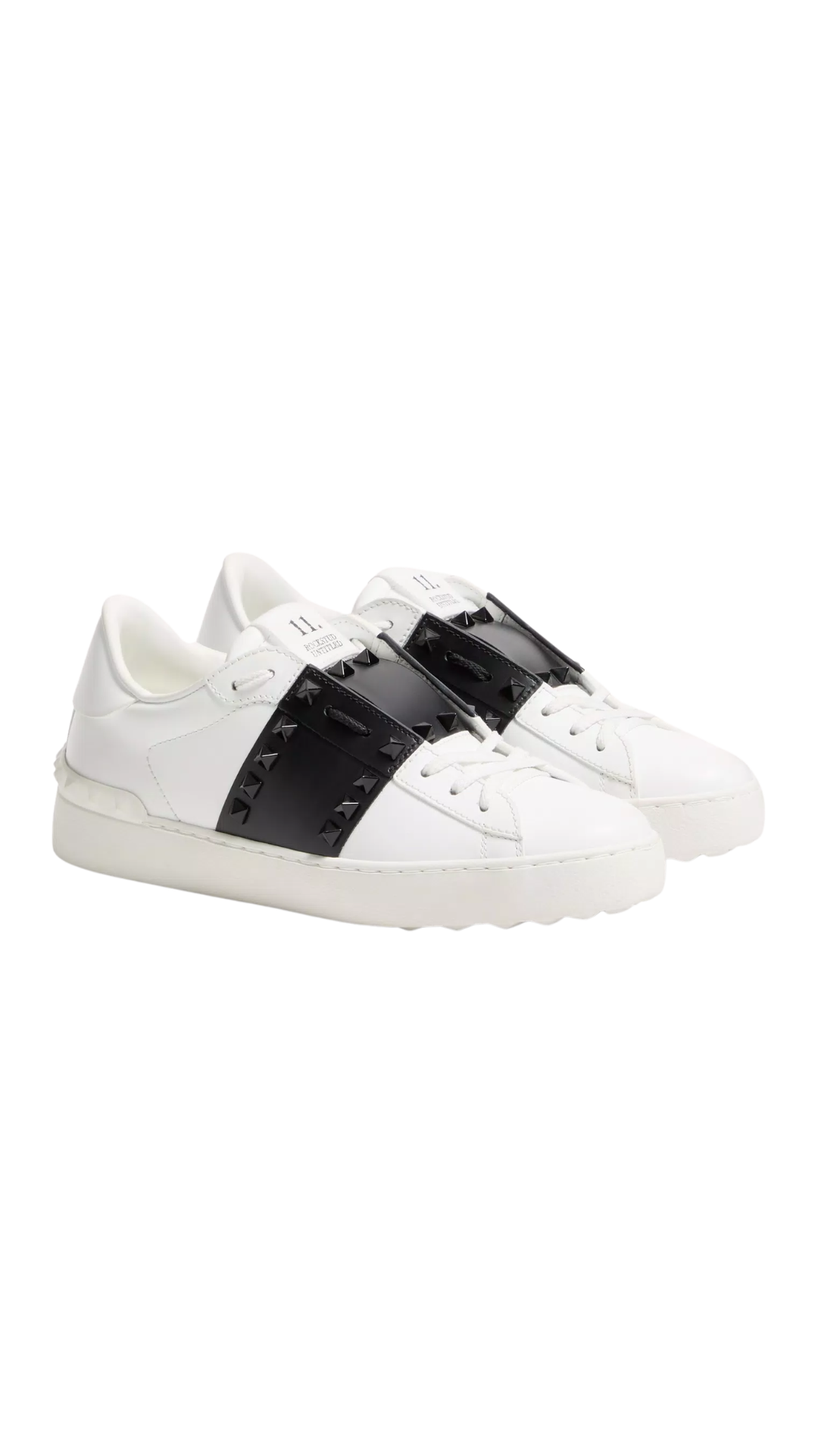 Rockstud Untitled Sneaker In Calfskin Leather With Tonal Studs