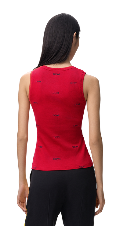 Tank Top in Red Stretch Cotton