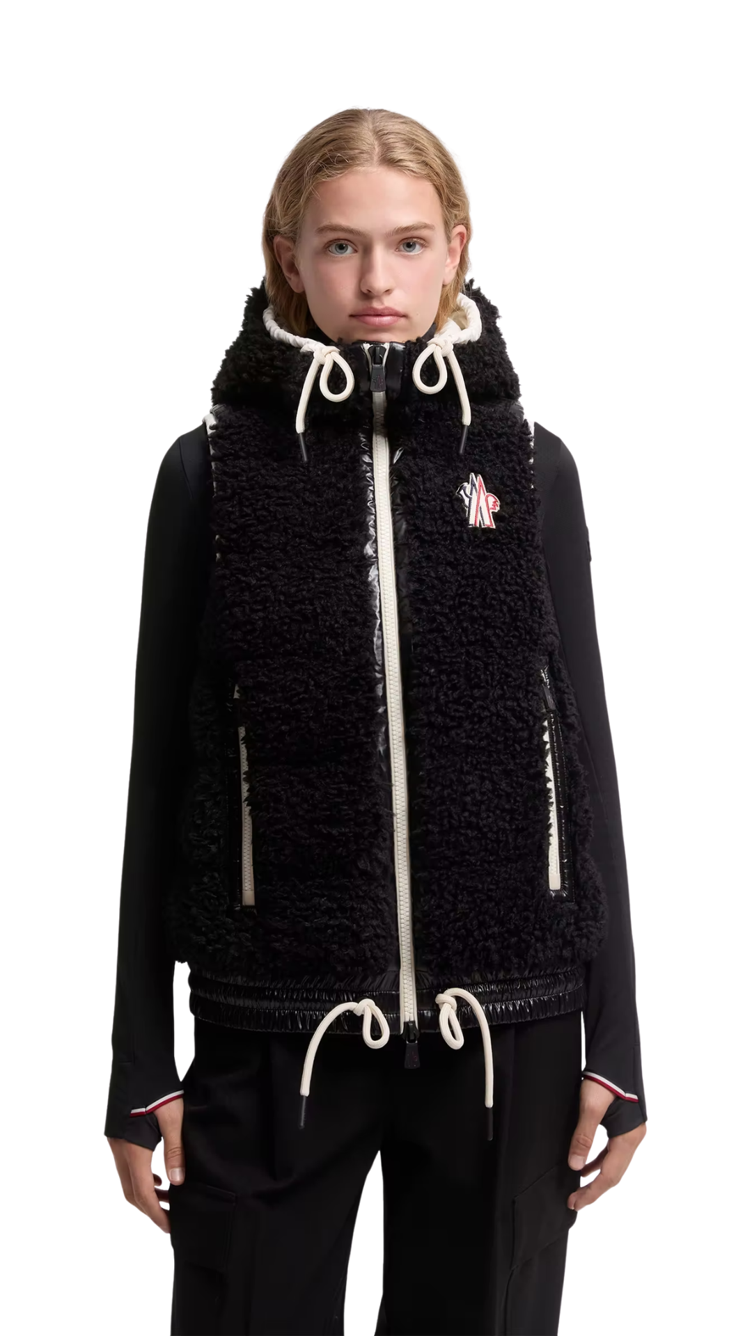 Teddy Hooded Insulated Vest in Black