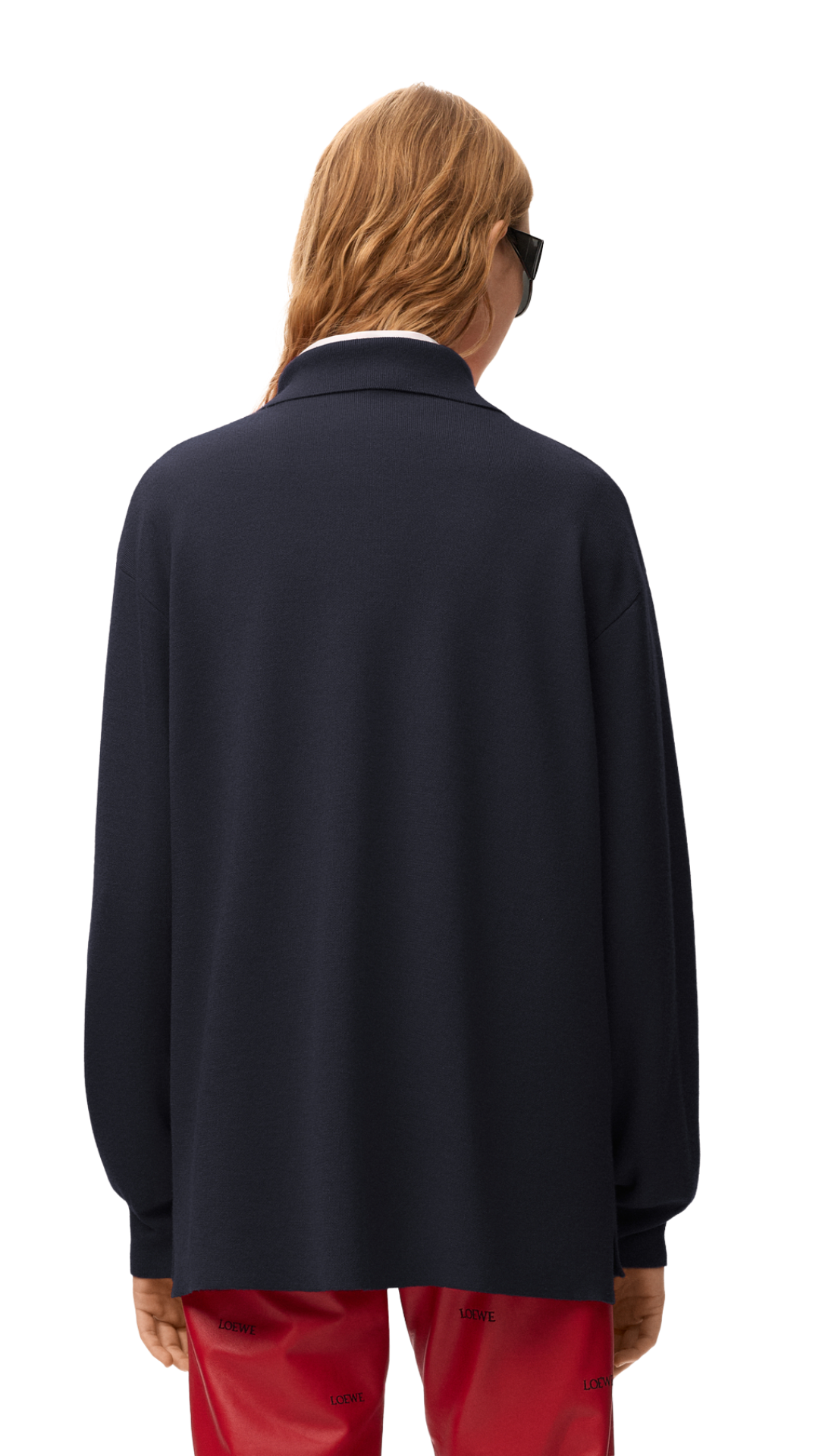 Polo Sweater in Dark Navy Cashmere and Silk Blend