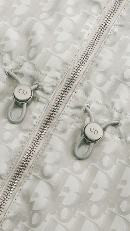 Zipped Hooded Jacket in Gray Dior Oblique Technical Fabric
