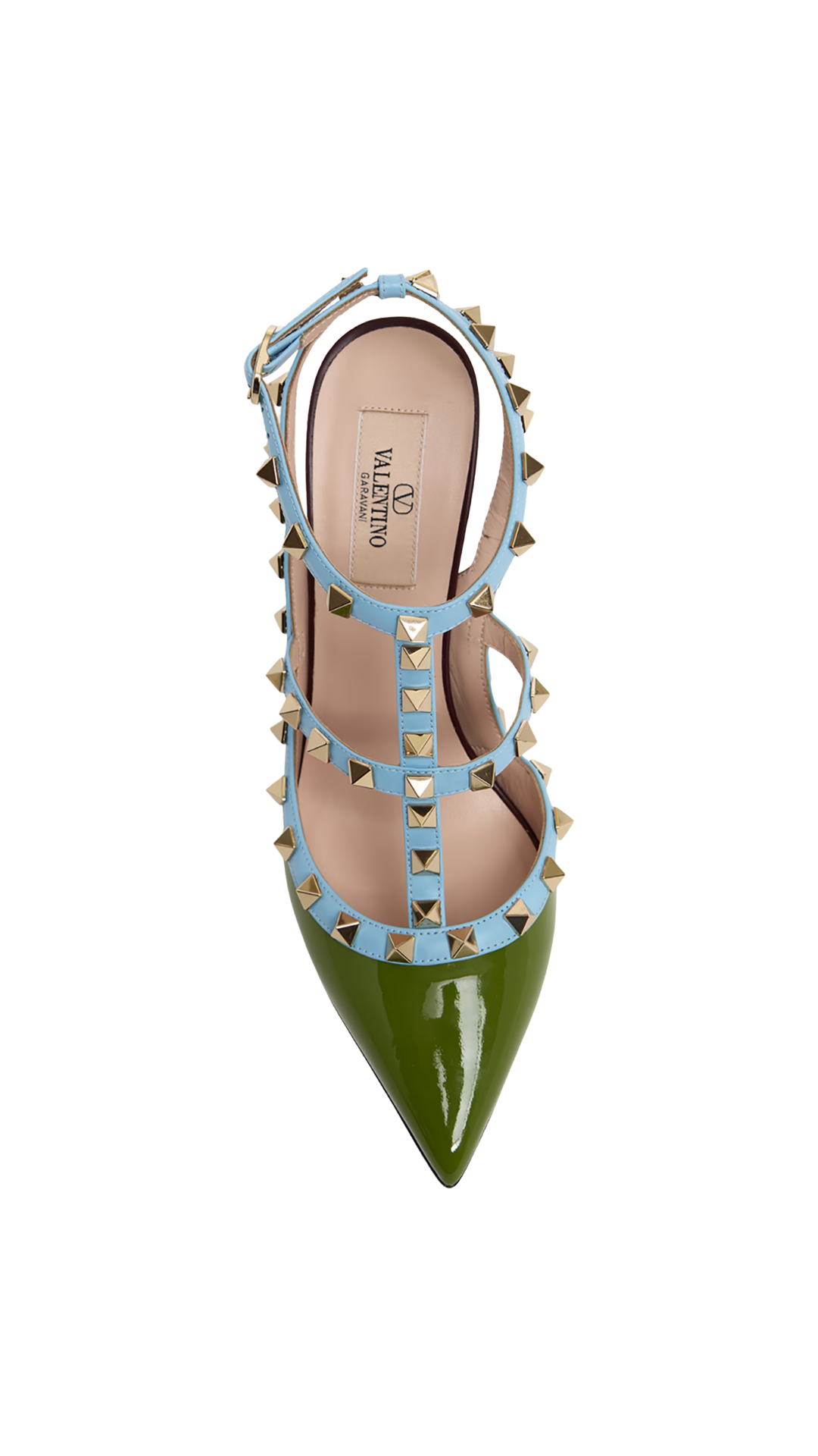 Rockstud Pump In Green Laminated Nappa Leather 100Mm