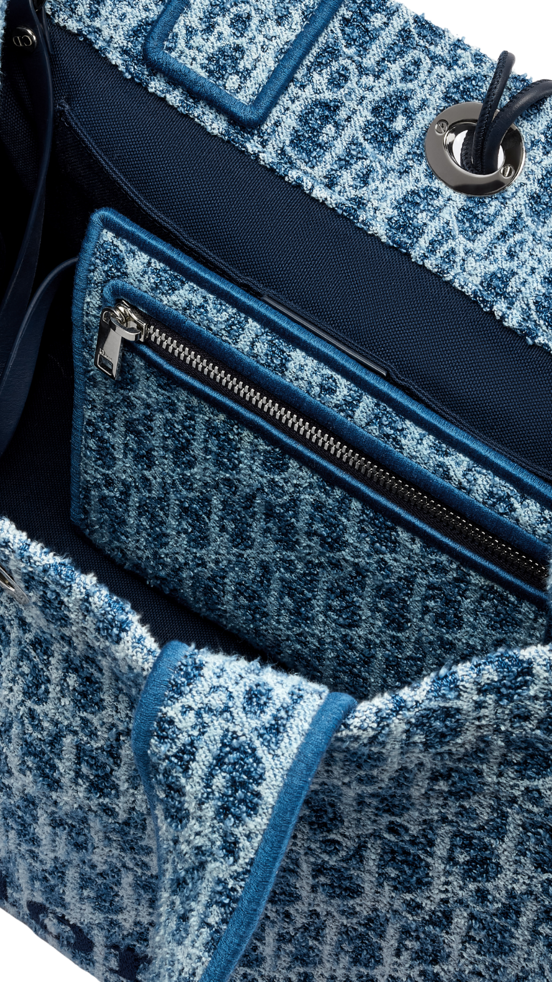 Dioriviera Medium Spongy Book Tote in Blue Spongy Dior Oblique Fabric