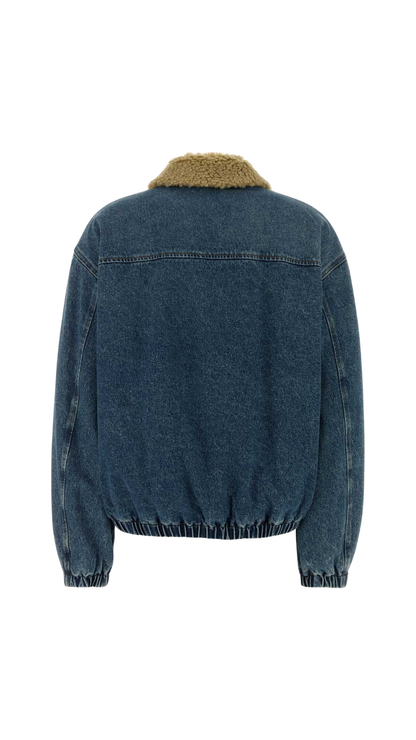 Padded Denim Bomber Jacket