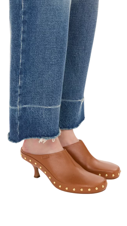 Junie Heeled Mule in Ginger Brown