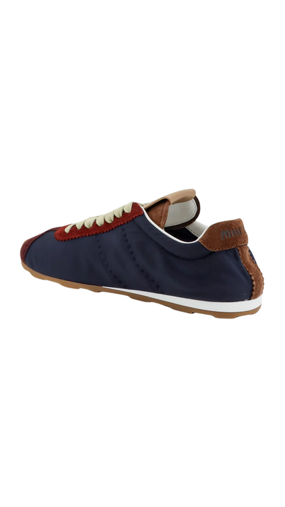 Nylon Sneakers with Suede Inserts in Blue