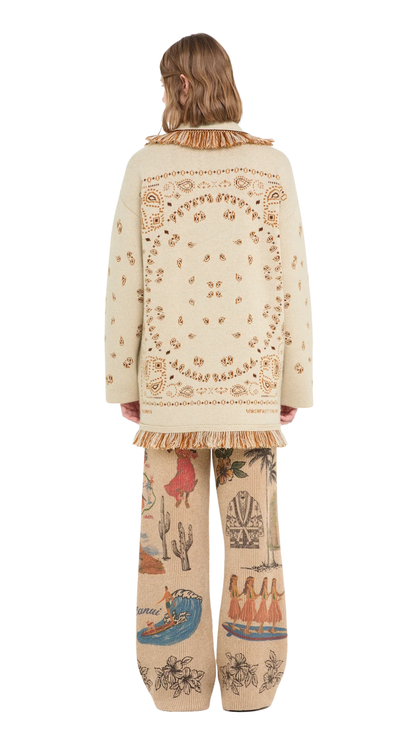 Bandana Jacquard Cardigan in Canvas/Multicolor