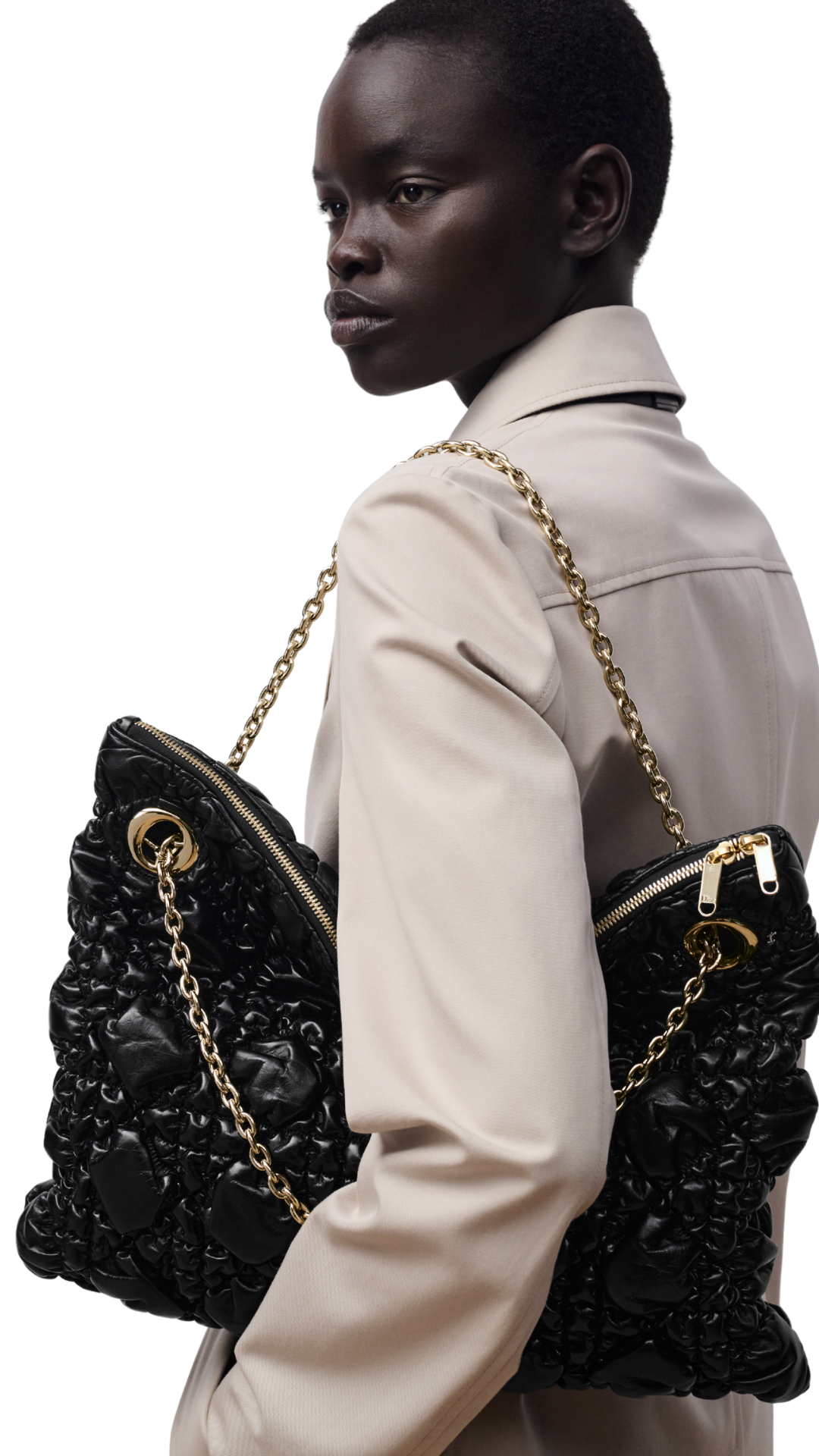 Medium Dior Crunchy Bag in Black Puffy Macrocannage Calfskin