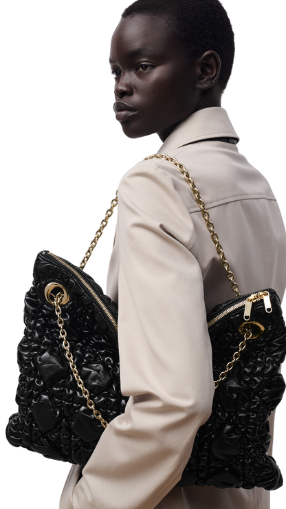 Medium Dior Crunchy Bag in Black Puffy Macrocannage Calfskin