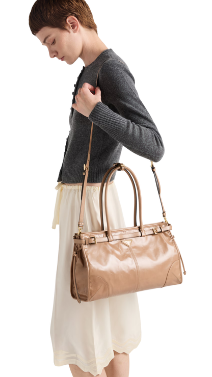 Bonnie Large Leather Handbag in Cameo