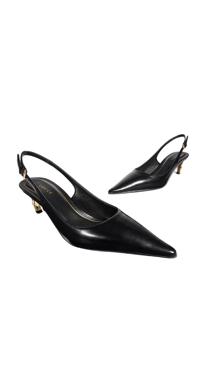 Castello Slingback in Black Leather