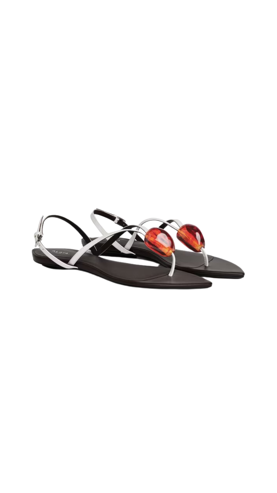Flat Jewel Sandals in Optical White Patent Leather