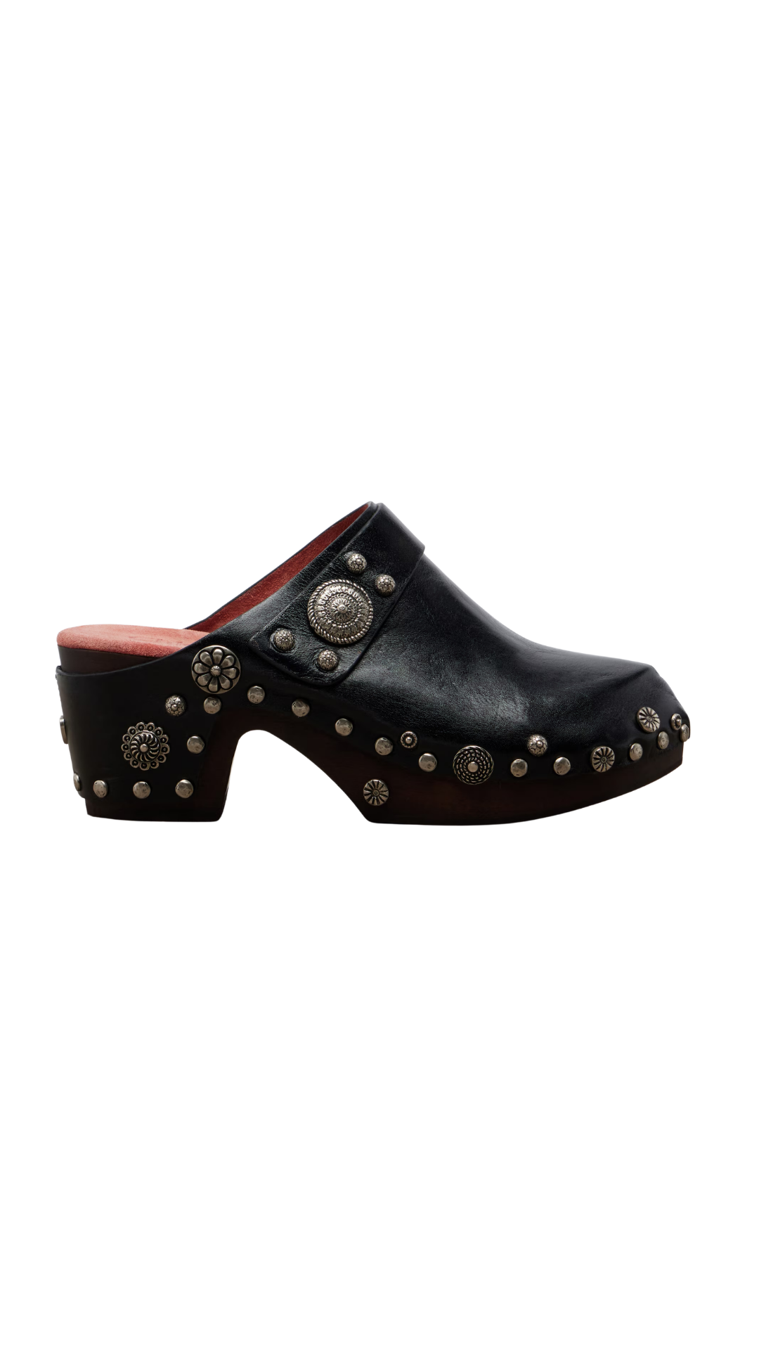 Talis Studded Leather Clogs in Black
