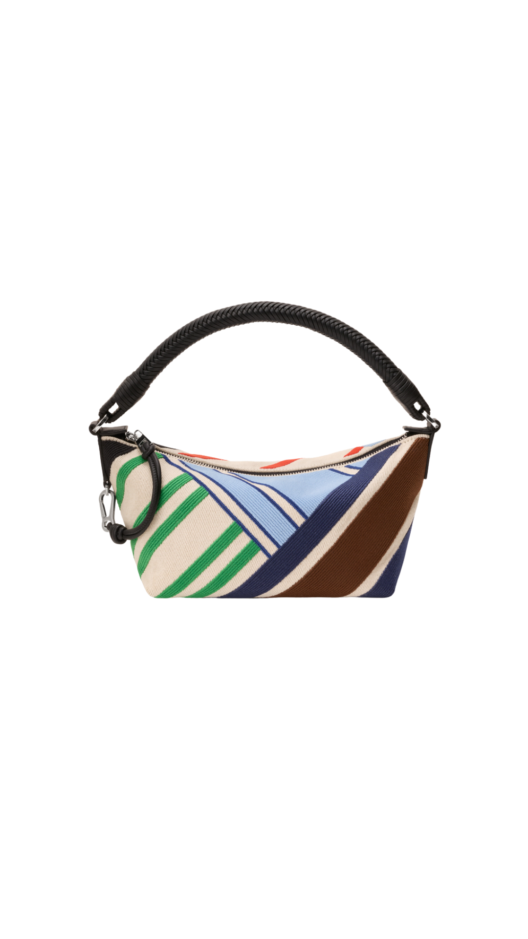 Cala Mini Bag in Embroidered Canvas and Calfskin in Ecru/Multicolor