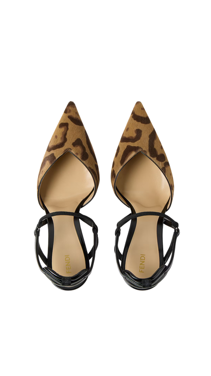 Very Colibrì Brown and Black Hair-on Leather High-Heeled Slingbacks