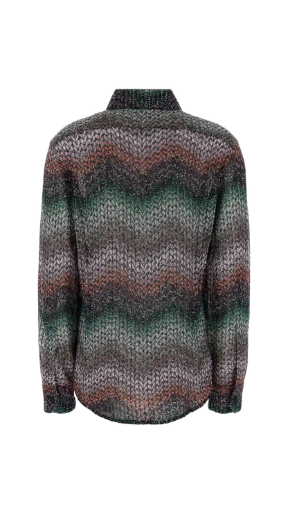 Mixed Viscose Lamé Shirt with Sequins in Multicoloured