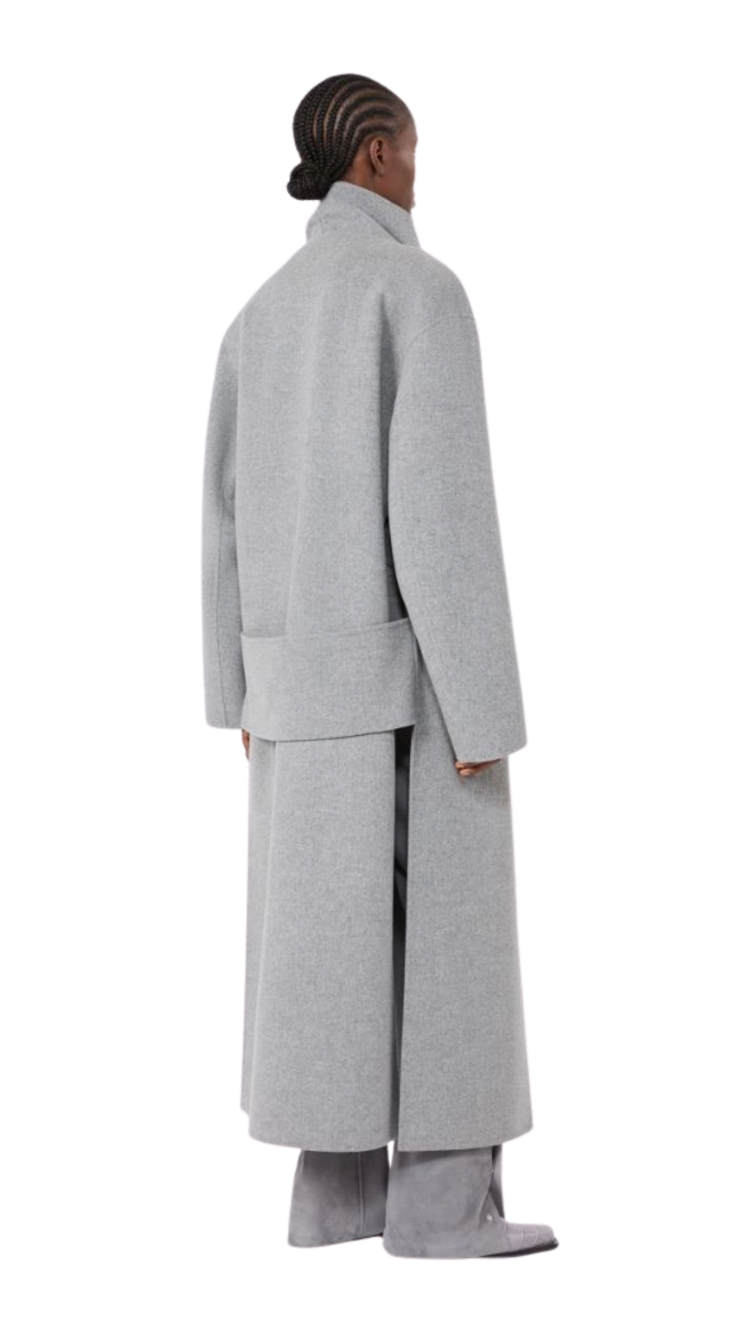 Long Pure Wool Coat - Medium Grey